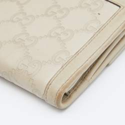 Pre Owned Gucci Off White Guccissima Leather Wave Continental Wallet