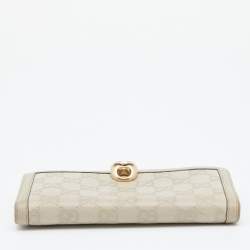 Pre Owned Gucci Off White Guccissima Leather Wave Continental Wallet