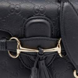 Pre Owned Gucci Black Guccissima Leather Mini Emily Chain Shoulder Bag