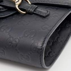 Pre Owned Gucci Black Guccissima Leather Mini Emily Chain Shoulder Bag