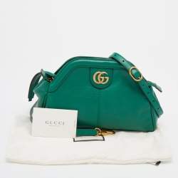 Pre Owned Gucci Green Leather Small Rebelle Shoulder Bag
