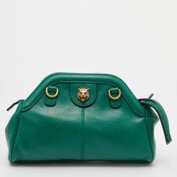 Pre Owned Gucci Green Leather Small Rebelle Shoulder Bag