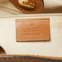 Pre Owned Gucci Blue GG Denim and Leather Medium Sukey Tote
