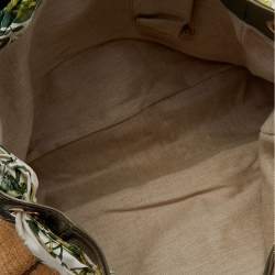 Pre Owned Gucci Beige/Green Raffia And Python Positano Tote