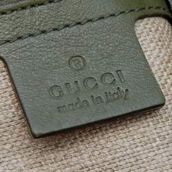 Pre Owned Gucci Beige/Green Raffia And Python Positano Tote