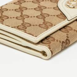Gucci Beige/Brown GG Canvas and Leather Interlocking G French Wallet