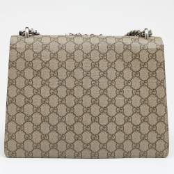 Pre Owned Gucci Beige GG Supreme Canvas and Suede Medium Embroidered Butterfly/Flowers Dionysus Shoulder Bag
