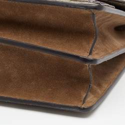 Pre Owned Gucci Beige GG Supreme Canvas and Suede Medium Embroidered Butterfly/Flowers Dionysus Shoulder Bag