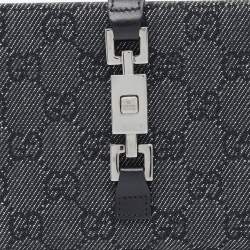 Pre Owned Gucci Black GG Canvas Canvas Piston Lock Compact Wallet