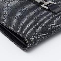 Pre Owned Gucci Black GG Canvas Canvas Piston Lock Compact Wallet