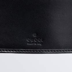 Pre Owned Gucci Black GG Canvas Canvas Piston Lock Compact Wallet