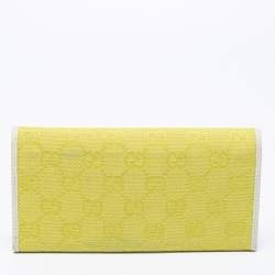 Gucci Yellow/White GG Canvas and Leather Continental Wallet