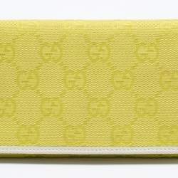 Gucci Yellow/White GG Canvas and Leather Continental Wallet