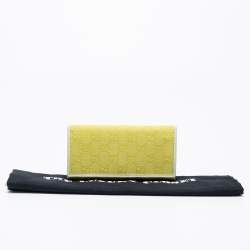 Gucci Yellow/White GG Canvas and Leather Continental Wallet
