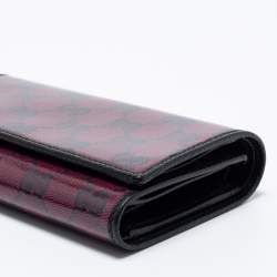 Pre Owned Gucci Fuchsia/Black Crystal GG Canvas and Leather Trifold Wallet
