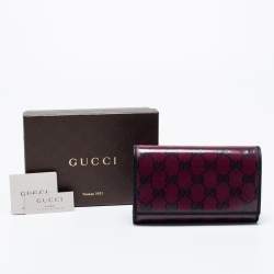 Pre Owned Gucci Fuchsia/Black Crystal GG Canvas and Leather Trifold Wallet