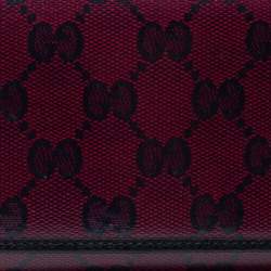 Pre Owned Gucci Fuchsia/Black Crystal GG Canvas and Leather Trifold Wallet