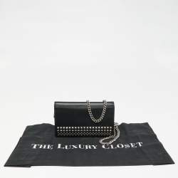 مملوكة مسبقًا محفظة غوتشي جلد أسود مرصع بسلسلة