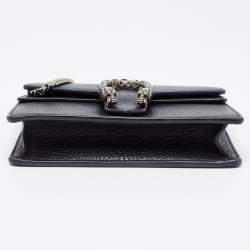 مملوكة مسبقًا Gucci Black Leather Dionysus Super Mini Chain Shoulder Bag