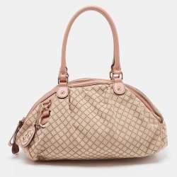 Pre Owned Gucci Beige Diamante Canvas And Leather Medium Sukey Satchel