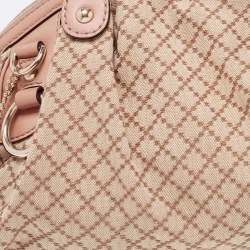 Pre Owned Gucci Beige Diamante Canvas And Leather Medium Sukey Satchel