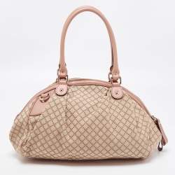 Pre Owned Gucci Beige Diamante Canvas And Leather Medium Sukey Satchel