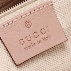 Pre Owned Gucci Beige Diamante Canvas And Leather Medium Sukey Satchel