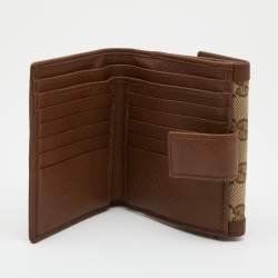 Pre Owned محفظة غوتشي جلد وكانفاس جي جي بني/بيج دلاية بامبو بشراشيب مضغوطة