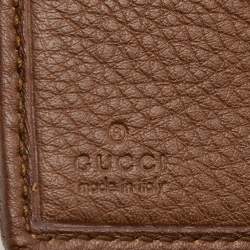 Pre Owned محفظة غوتشي جلد وكانفاس جي جي بني/بيج دلاية بامبو بشراشيب مضغوطة