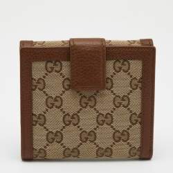Pre Owned محفظة غوتشي جلد وكانفاس جي جي بني/بيج دلاية بامبو بشراشيب مضغوطة