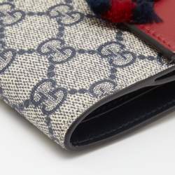 Pre Owned محفظة غوتشي فرينش جلد وكانفاس جي جي سوبريم أحمر/أزرق