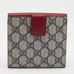 Pre Owned محفظة غوتشي فرينش جلد وكانفاس جي جي سوبريم أحمر/أزرق