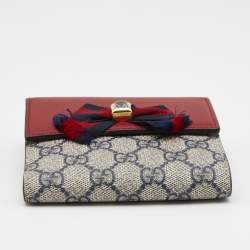 Pre Owned محفظة غوتشي فرينش جلد وكانفاس جي جي سوبريم أحمر/أزرق