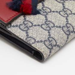 Pre Owned محفظة غوتشي فرينش جلد وكانفاس جي جي سوبريم أحمر/أزرق