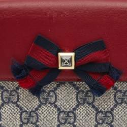 Pre Owned محفظة غوتشي فرينش جلد وكانفاس جي جي سوبريم أحمر/أزرق