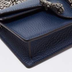 Pre Owned Gucci Navy Blue Leather Dionysus Super Mini Wallet on Chain