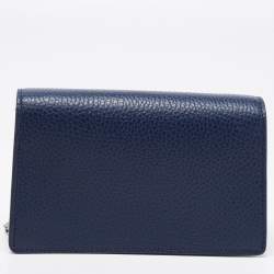 Pre Owned Gucci Navy Blue Leather Dionysus Super Mini Wallet on Chain