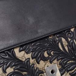 مملوكة مسبقًا Gucci Black/Beige GG Supreme Canvas and Leather Medium Dionysus Arabesque Shoulder Bag