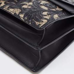 مملوكة مسبقًا Gucci Black/Beige GG Supreme Canvas and Leather Medium Dionysus Arabesque Shoulder Bag