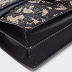 مملوكة مسبقًا Gucci Black/Beige GG Supreme Canvas and Leather Medium Dionysus Arabesque Shoulder Bag