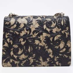 مملوكة مسبقًا Gucci Black/Beige GG Supreme Canvas and Leather Medium Dionysus Arabesque Shoulder Bag