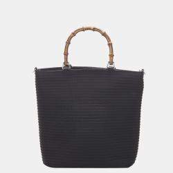 Gucci Canvas Bamboo Canvas Handbag