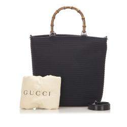 Gucci Canvas Bamboo Canvas Handbag