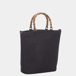 Gucci Canvas Bamboo Canvas Handbag
