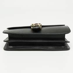 Pre Owned Gucci Black Leather Medium Interlocking G Shoulder Bag