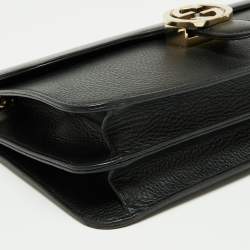 Pre Owned Gucci Black Leather Medium Interlocking G Shoulder Bag