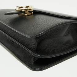 Pre Owned Gucci Black Leather Medium Interlocking G Shoulder Bag