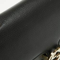 Pre Owned Gucci Black Leather Medium Interlocking G Shoulder Bag