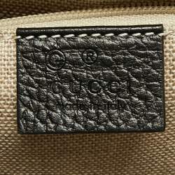 Pre Owned Gucci Black Leather Medium Interlocking G Shoulder Bag