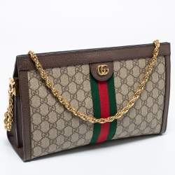Pre Owned Gucci Beige/Brown GG Supreme Canvas And Leather Medium Ophidia Shoulder Bag